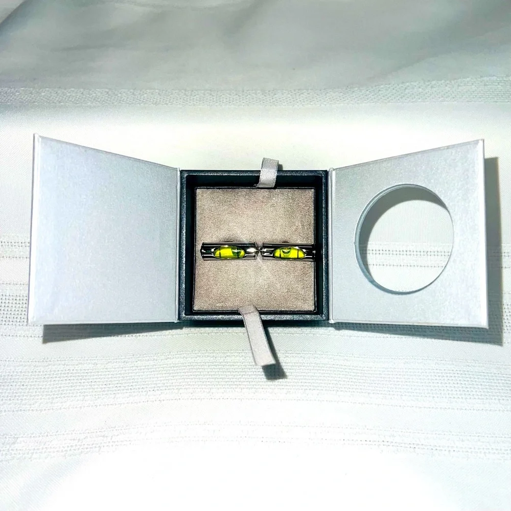 Silver Tone Spirit Level Bubble Level‎ Cufflinks Novelty Engineer Architect Gift